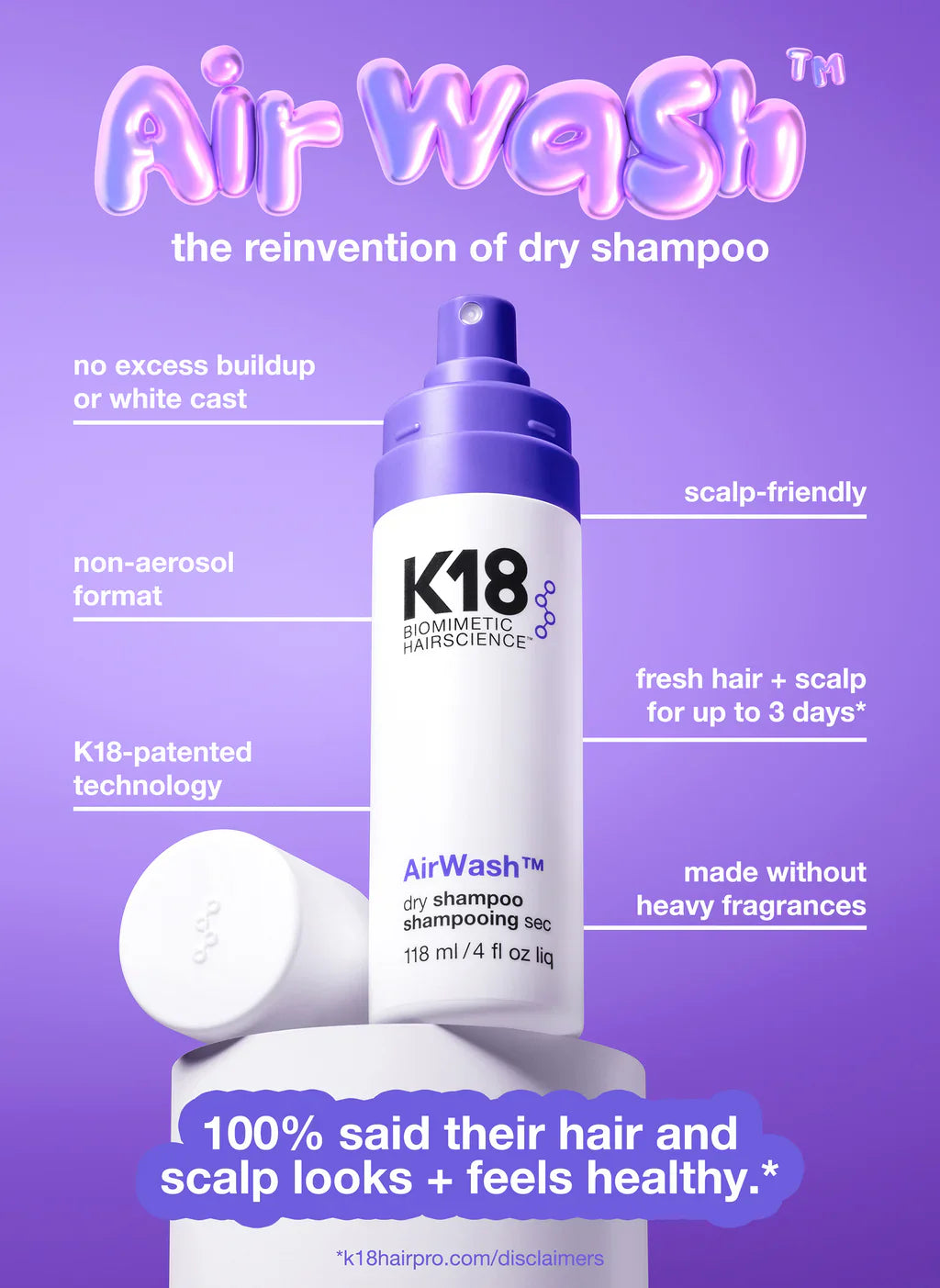 K18 Biomimetic Hairscience • AirWash Dry Shampoo 118 ml