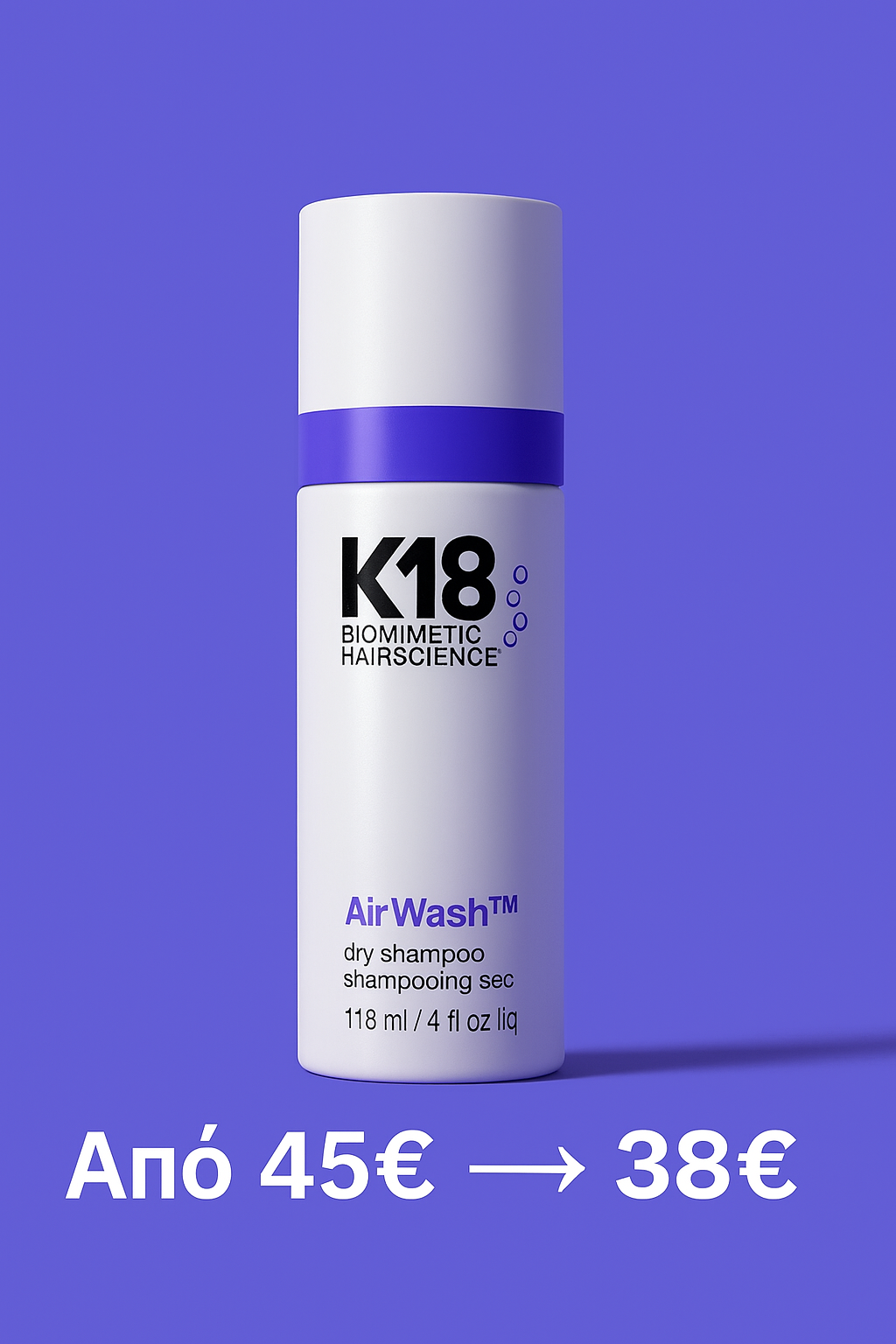 K18 Biomimetic Hairscience • AirWash Dry Shampoo 118 ml